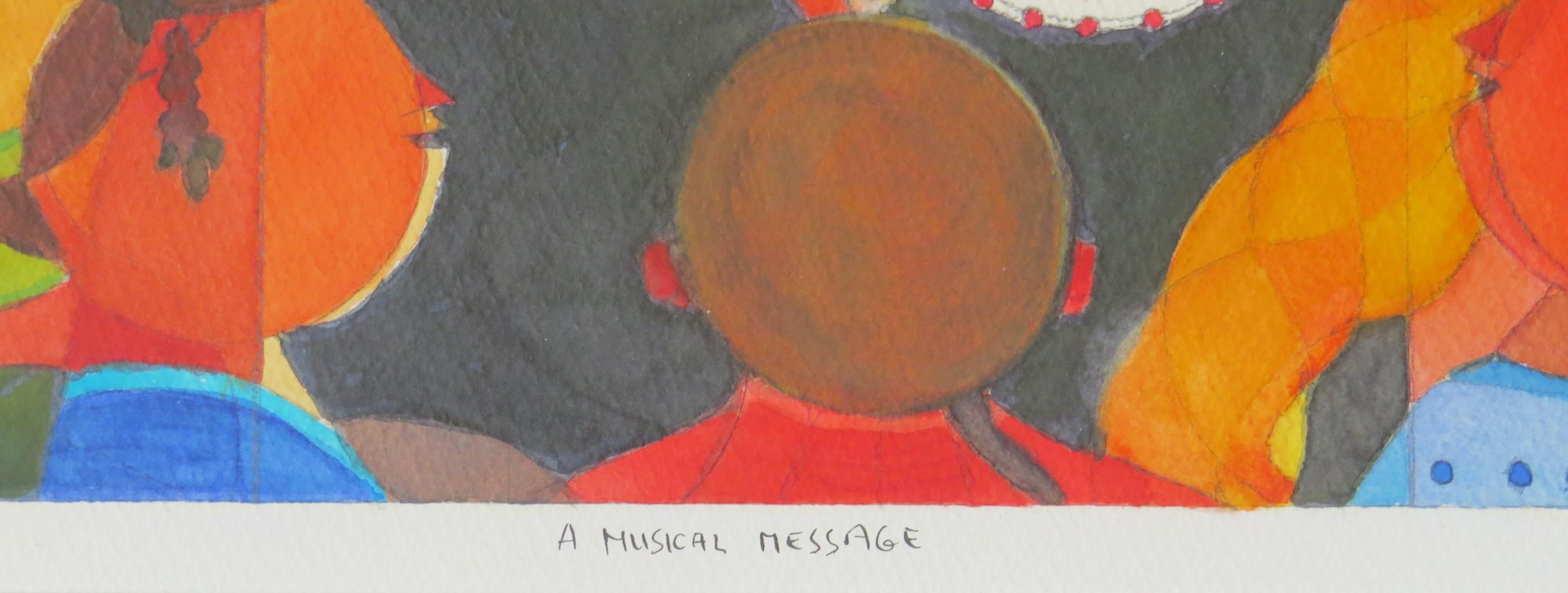A Musical Message by Annemarie Ambrosoli, Watercolor on Paper, Pop Art For Sale 2