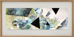 Mehrfarbige Zeichnung von Peer Kriesel, 50 x 100 cm, gerahmt