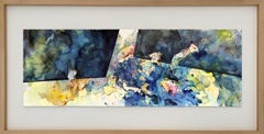 Mehrfarbige Zeichnung von Peer Kriesel, 50 x 100 cm, gerahmt