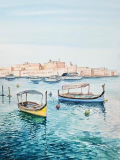 An Island from a Fairy Tale, Landscape Drawing, Watercolor on Paper, 2024