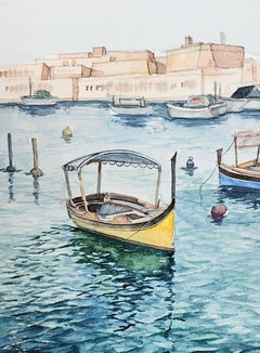 An Island from a Fairy Tale, Landscape Drawing, Watercolor on Paper, 2024