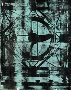 Teal Fan, Interior Drawing, Acrylic on Paper, 2026
