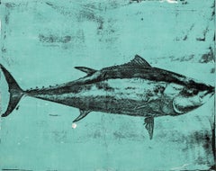 Tuna in Motion, Realist Still Life Drawing, Acrylic on Paper, 2026