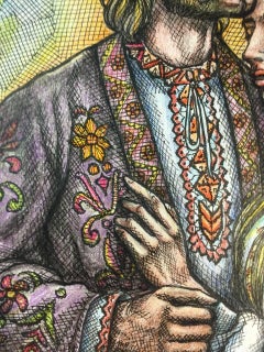 Coppia ucraina, disegno figurativo, inchiostro e matita su carta, 2025