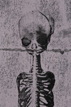 Two Monkey Skeletons, Realist Still Life Drawing, Acrylic on Paper, 2026