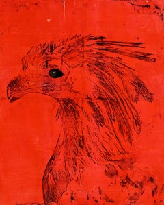 Red Messenger, Disegno realistico di natura morta, acrilico su carta, 2026