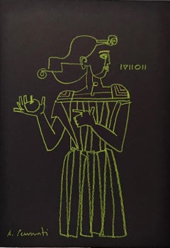 "Paride / París" de Anna Pennati, pastel sobre cartón negro, mitología griega