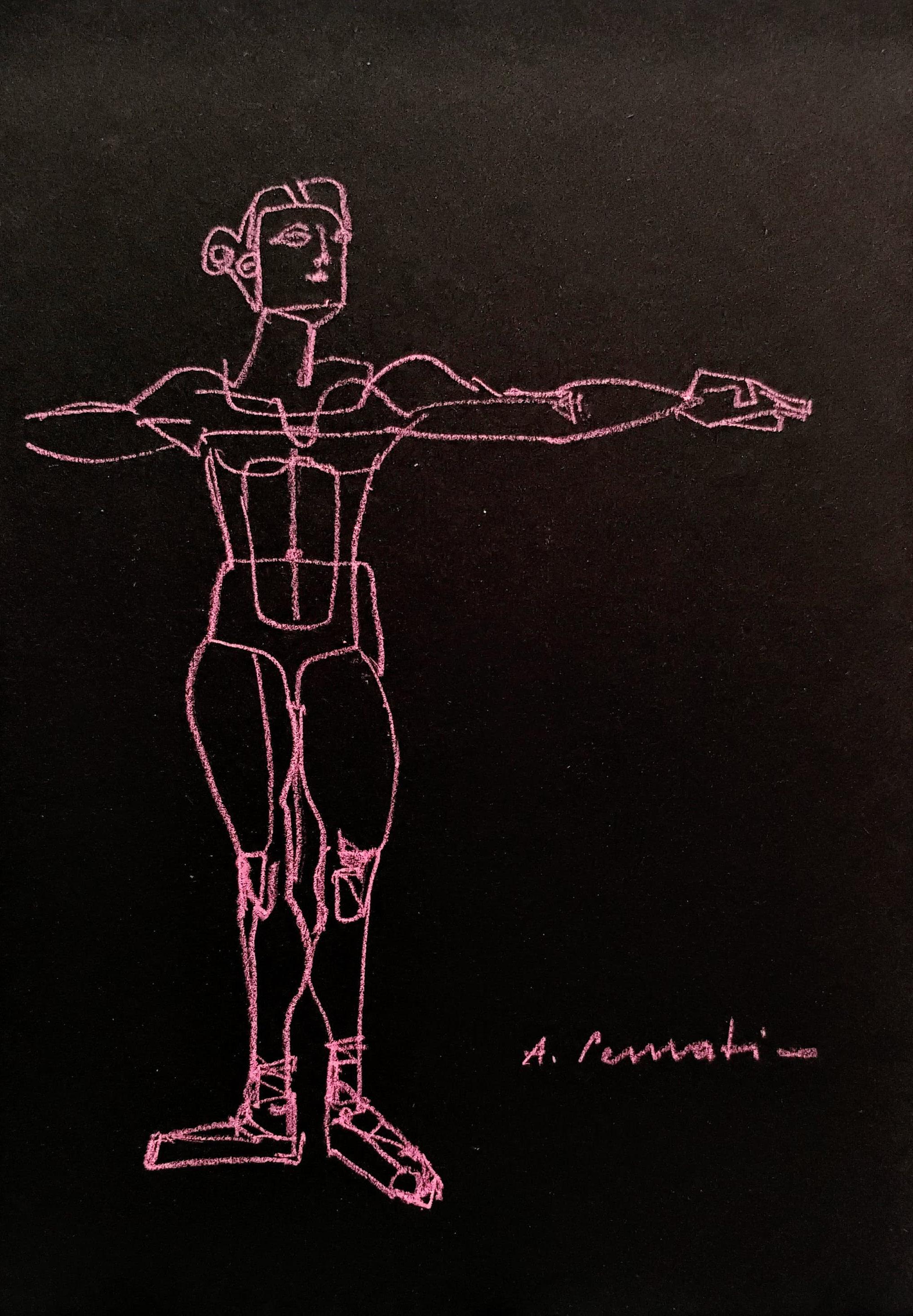 "Dancer" by Anna Pennati, pastel on black cardboard, mythology
