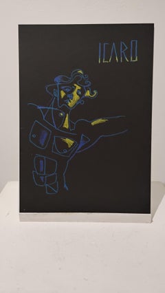 "Icarus" par Anna Pennati, pastel sur carton noir, mythologie