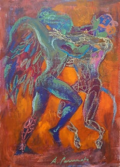 Der Engel, zeitgenössisch, Gedichte von William Blake und George Byron, Acryl auf Papier