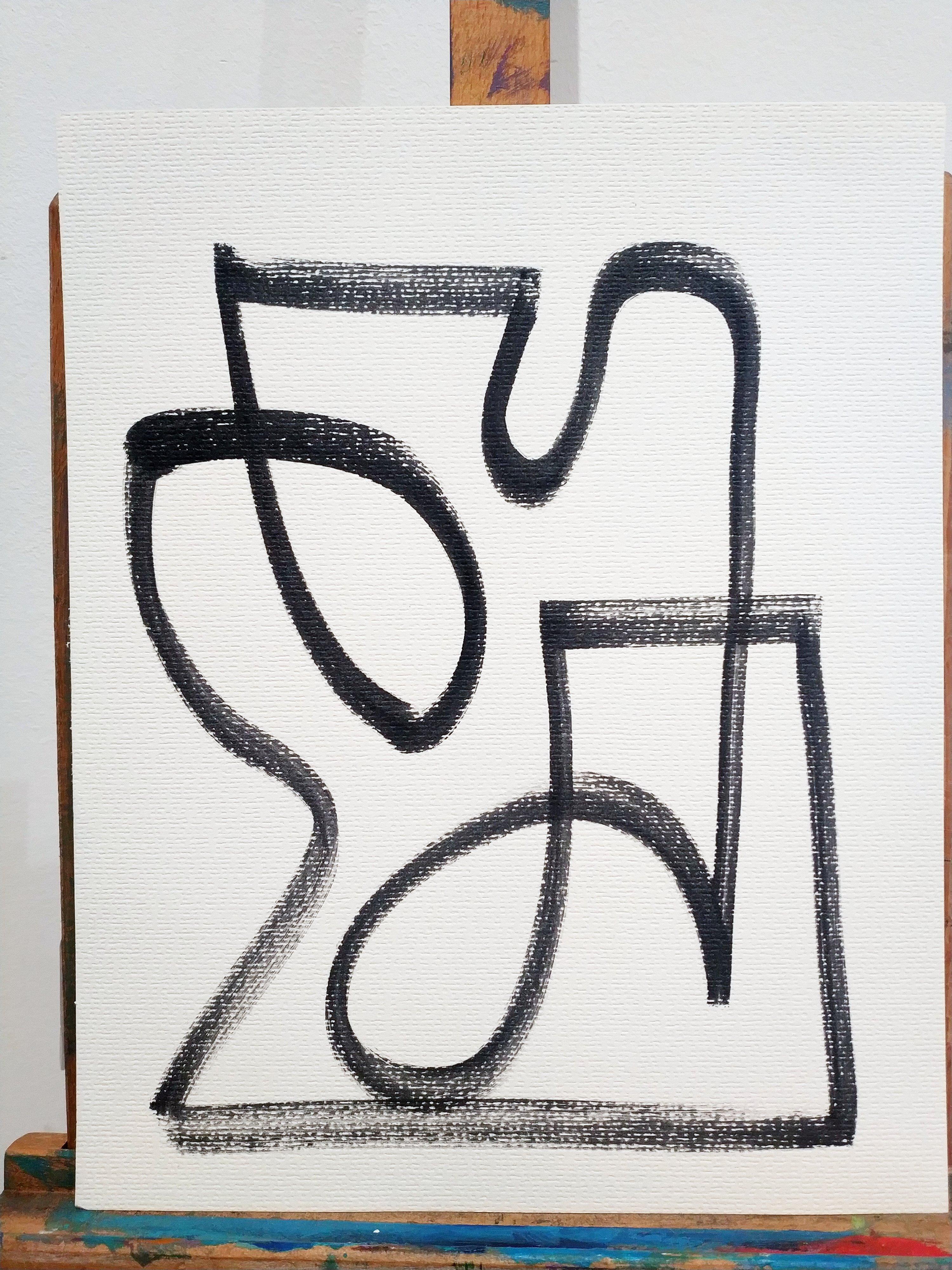 "Endless line vox n.9", ink on paper, 2025