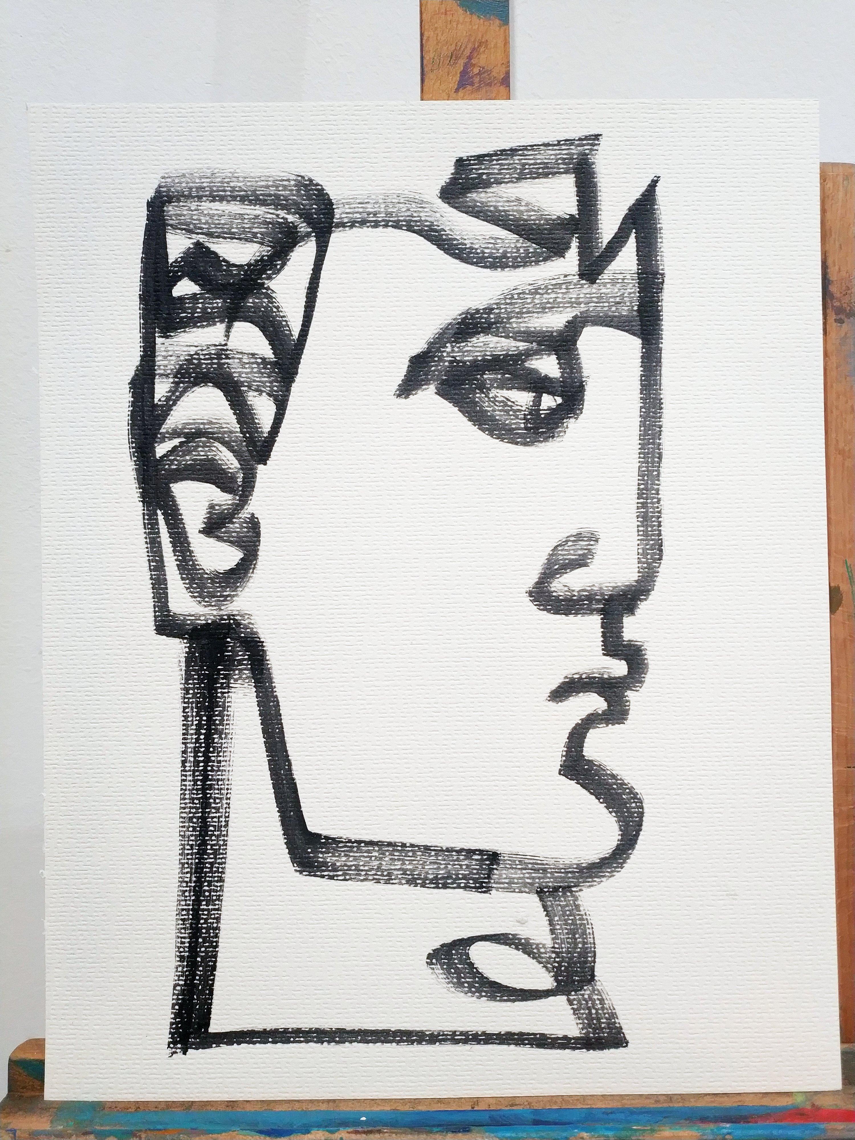 "L
eroe", ink on paper, 2025