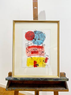 Volto d'uomo" von Salvador Aulestia (1915-1994), farbige Originalzeichnung