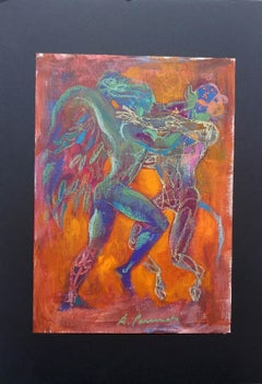 L'ange, contemporain, poèmes de William Blake et George Byron, acrylique sur papier