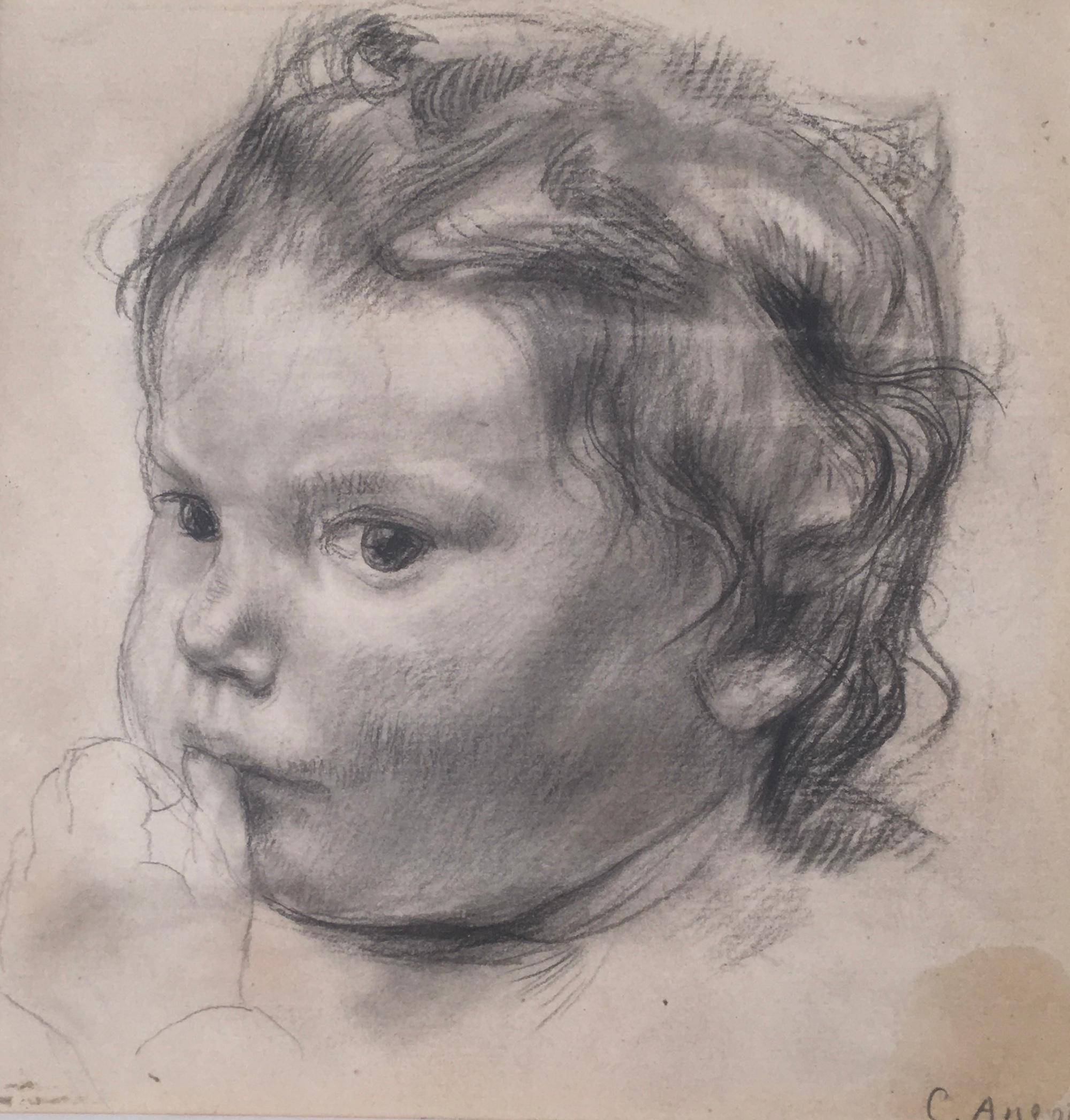Carl Albert Angst Figurative Art - Portrait of a child