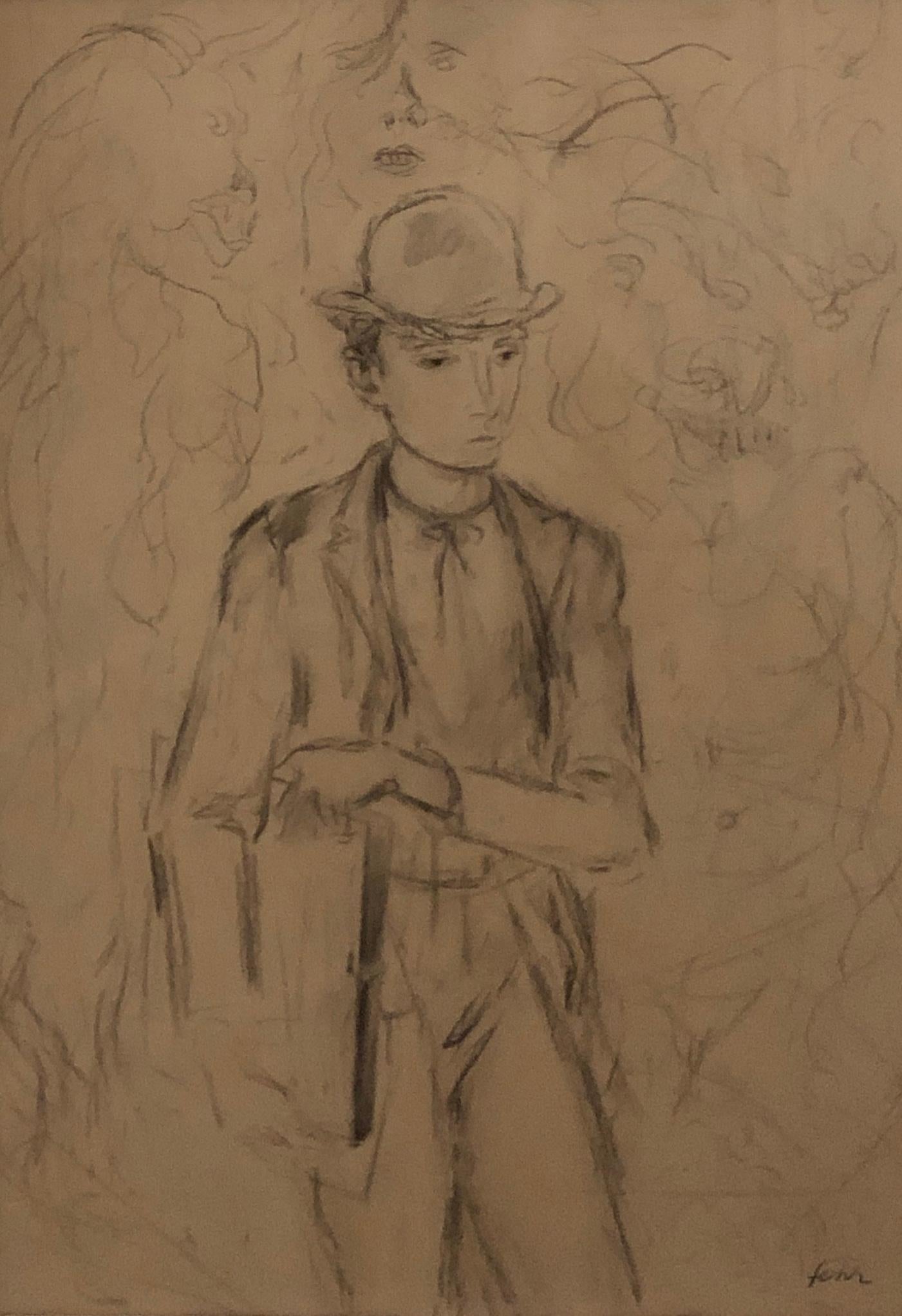 Henri Fehr  Portrait - Study of a man with a hat