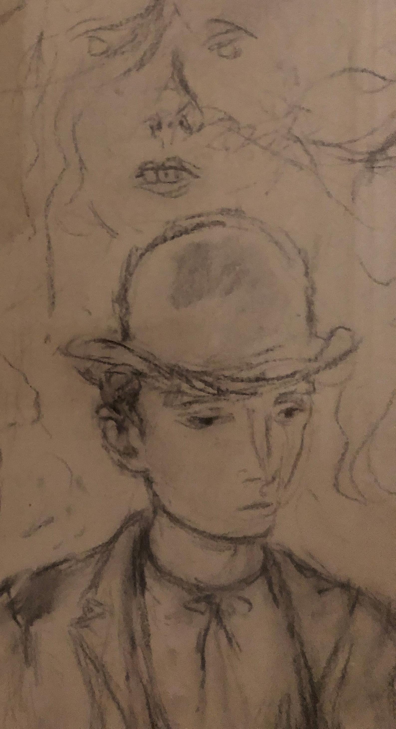 Study of a man with a hat - Brown Portrait by Henri Fehr 