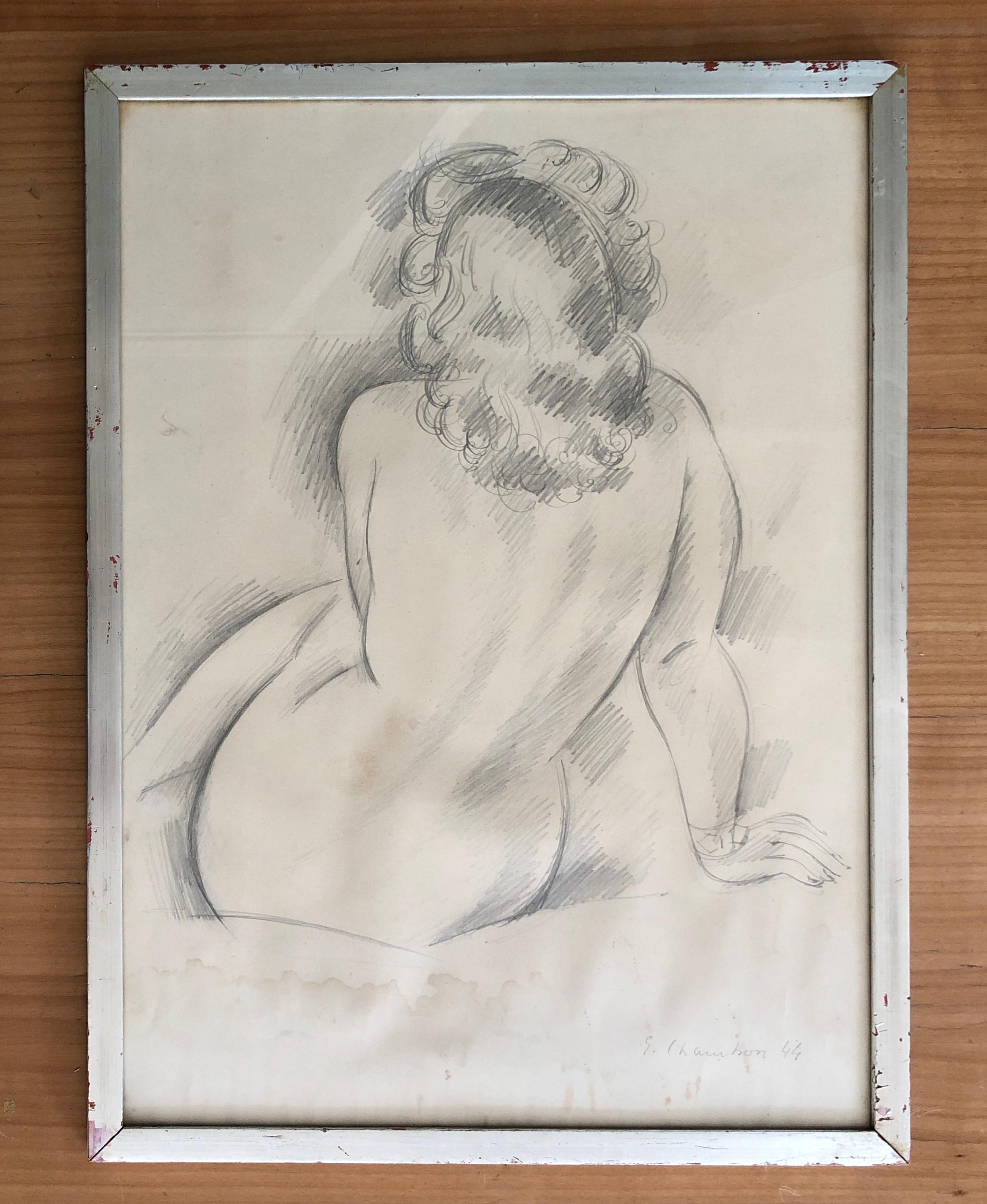 Naked woman from behind - Art by Emile Chambon
