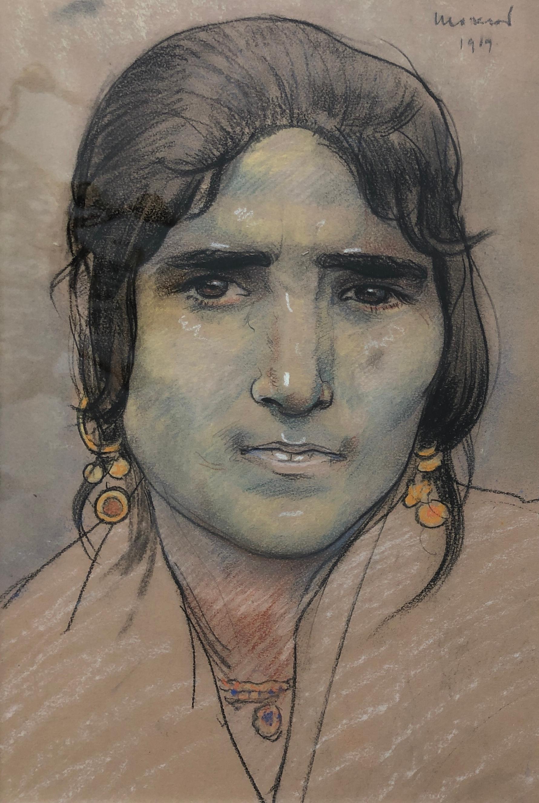 Édouard Morerod Portrait - Native American woman portrait