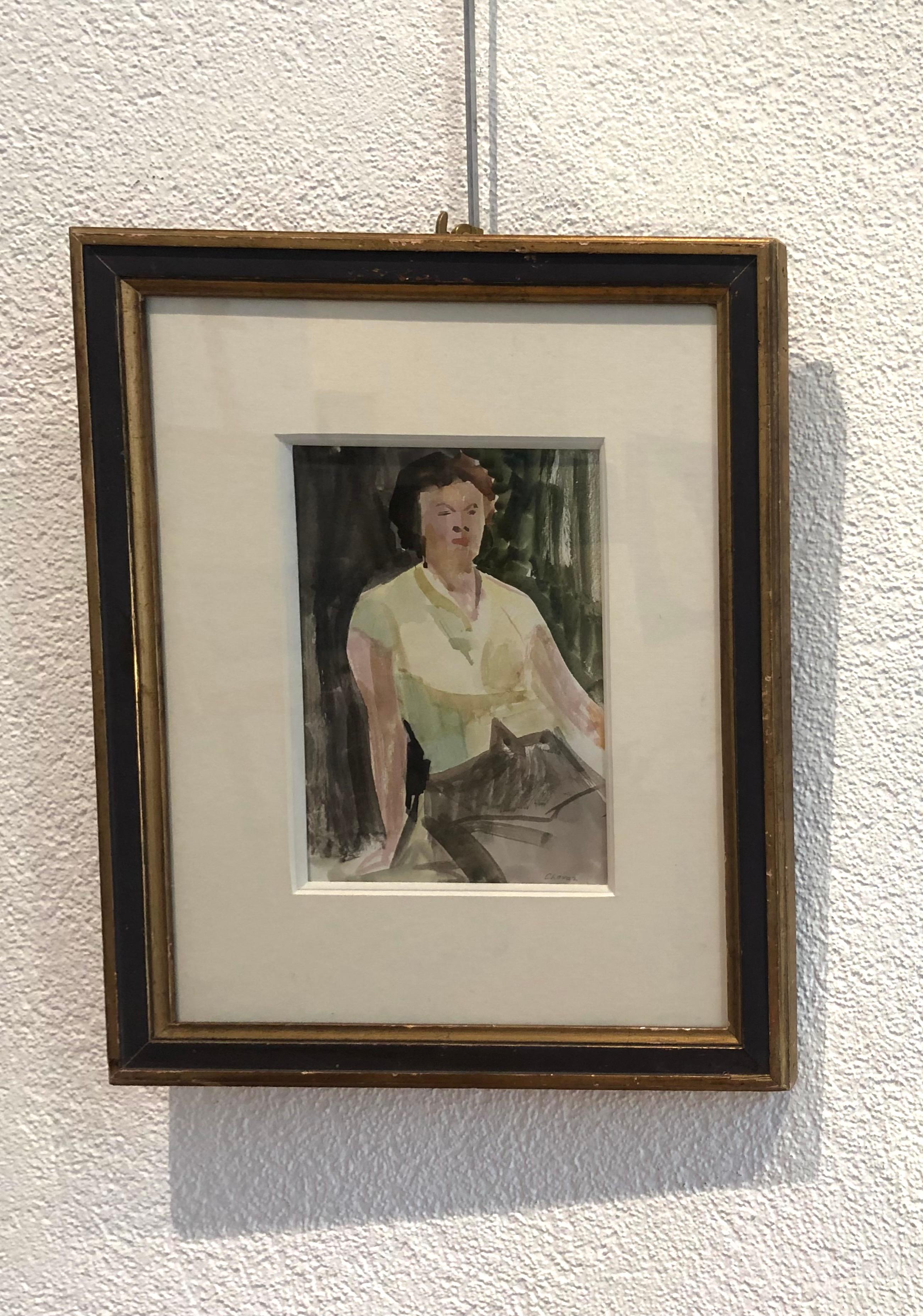 Young woman sitting - Art by Albert Chavaz