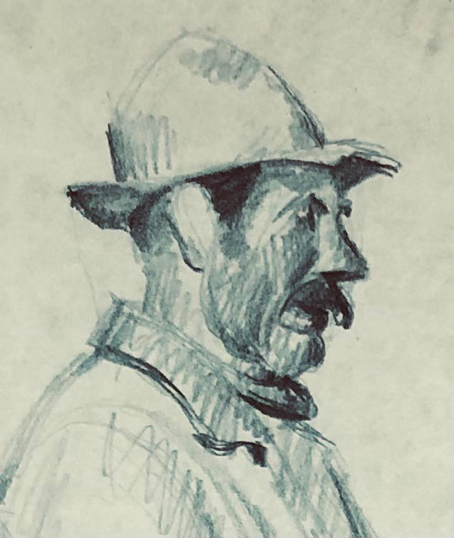 Vallese con un bicchiere di vino - Portrait Beige di Albert Chavaz
