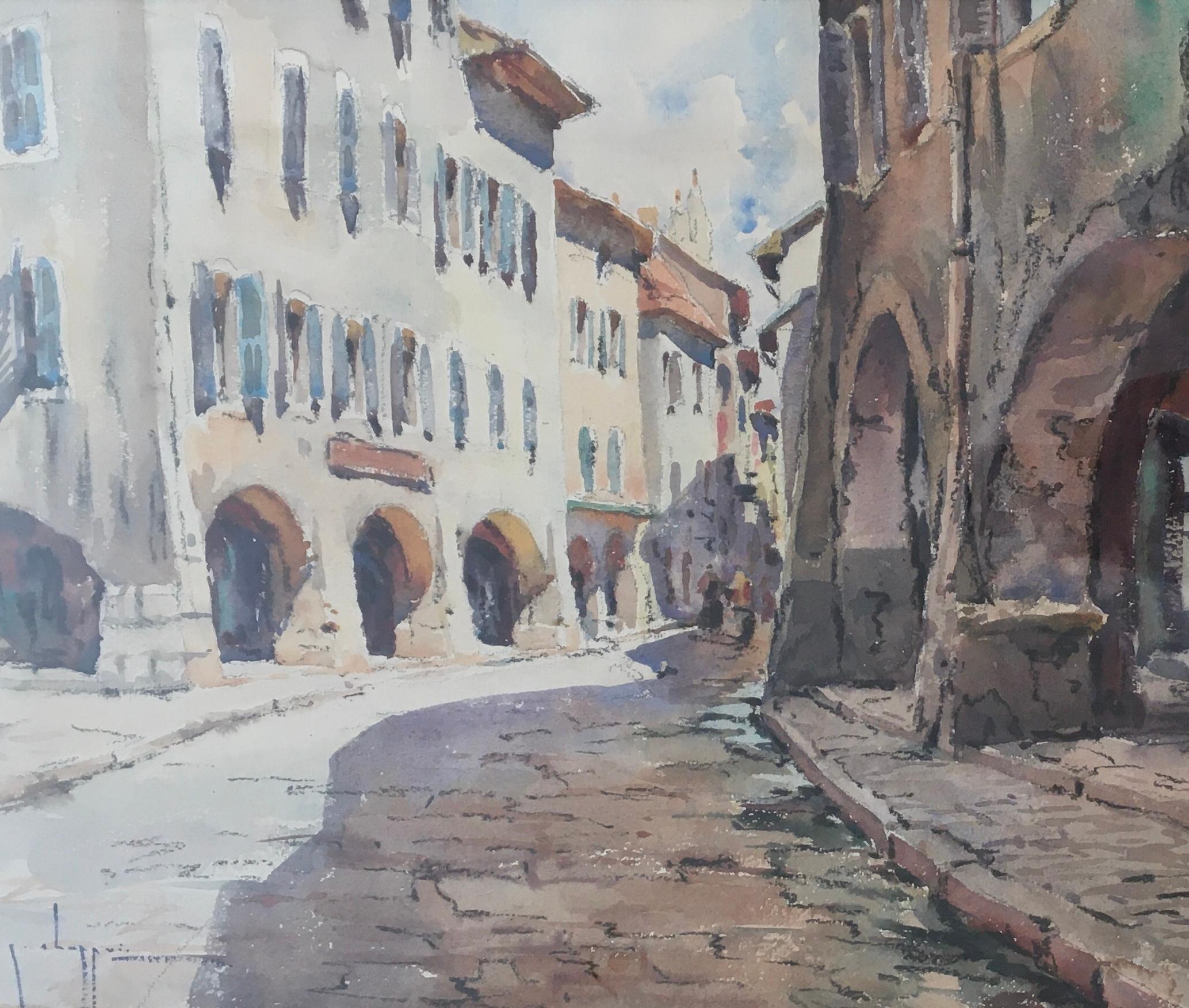 Georges Chappuis Landscape Art - Walk in Old Annecy