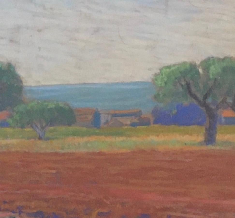 Olive trees and seaside - Brown Landscape Art by Emaire