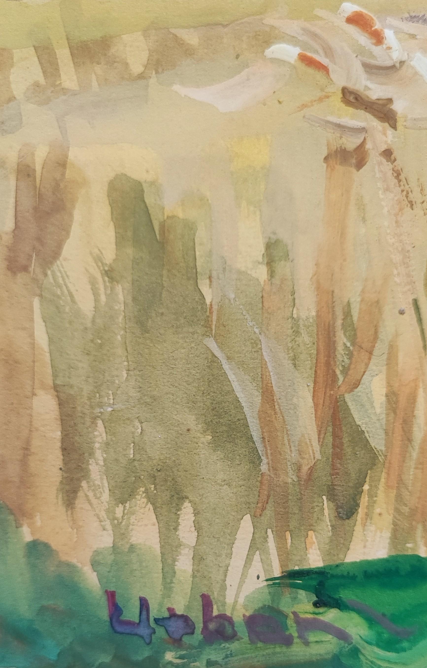 Au pied des montagnes - Gris Landscape Art par Harry Urban