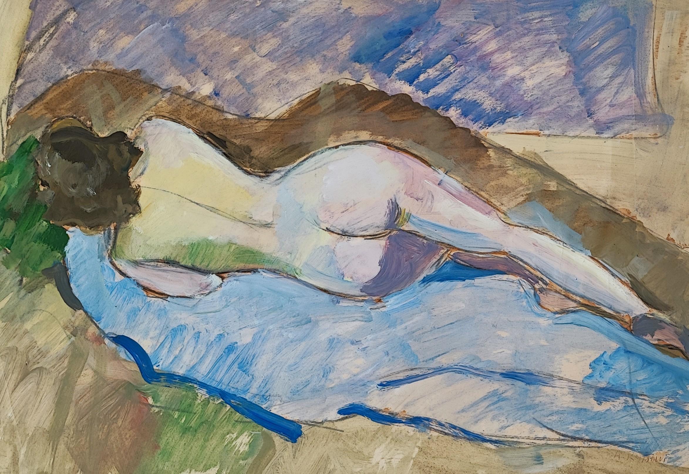 Nude Alice Rymowicz - Femme nue couchée à l'arrière