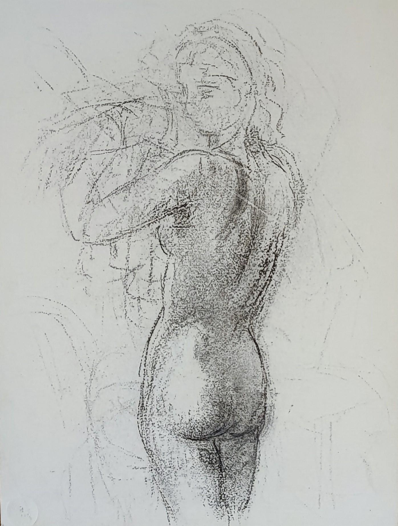 Henri Fehr  Figurative Art – Young woman nackt von hinten nackt