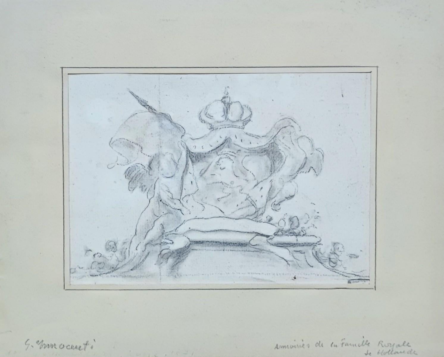 Guglielmo Innocenti Figurative Art - Sketch Coat of Arms of the Royal Family of Holland