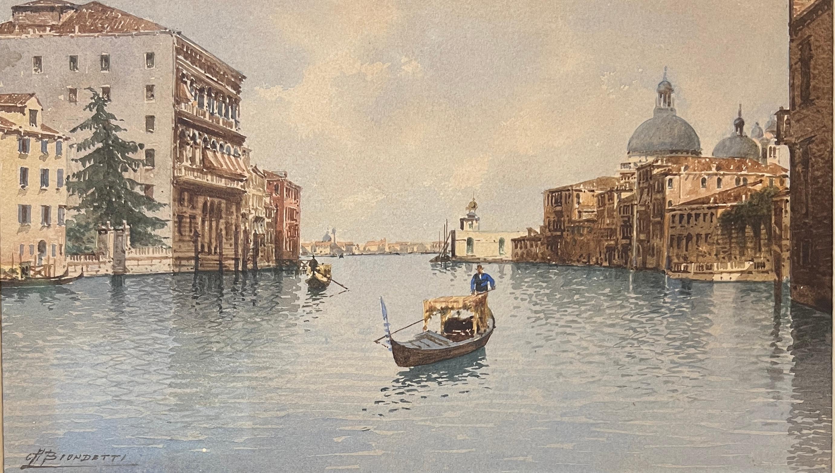 Andrea Biondetti Landscape Art - Gondolas on the Grand Canal in Venice