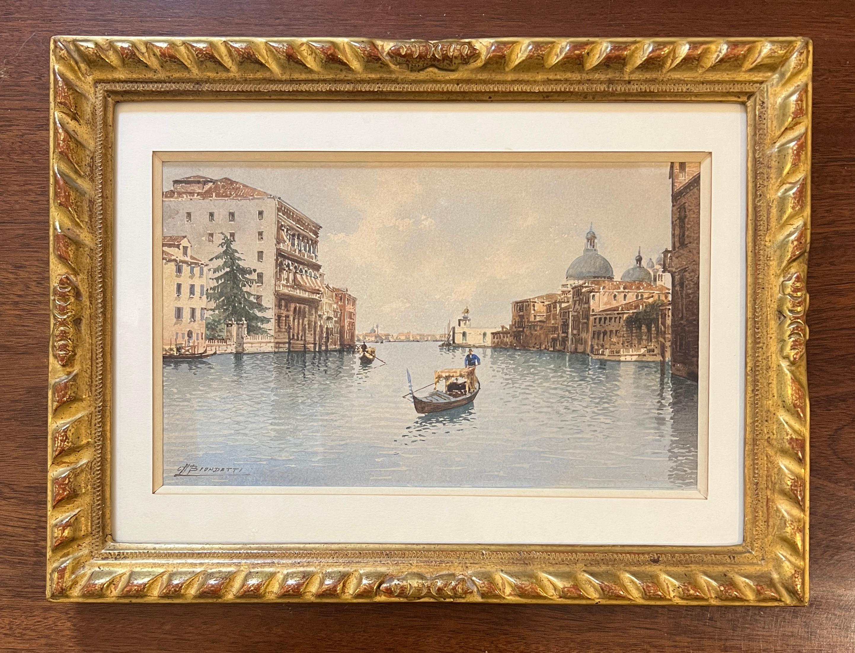 Gondolas am Grand Canal in Venedig – Art von Andrea Biondetti