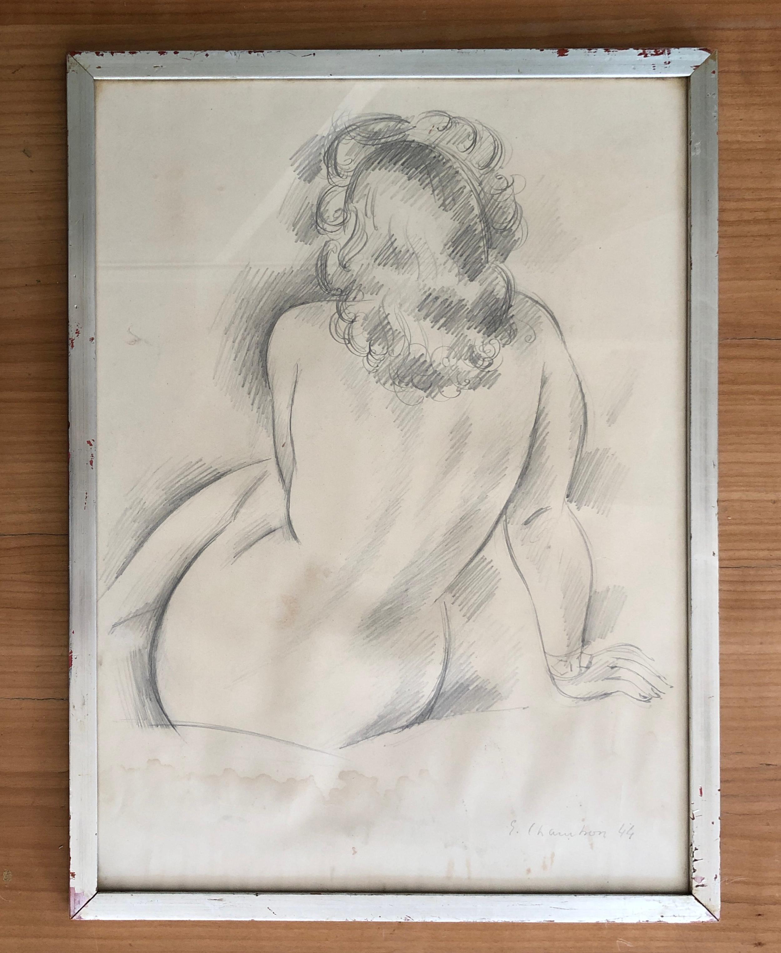 Donna nuda da dietro - Art di Emile Chambon
