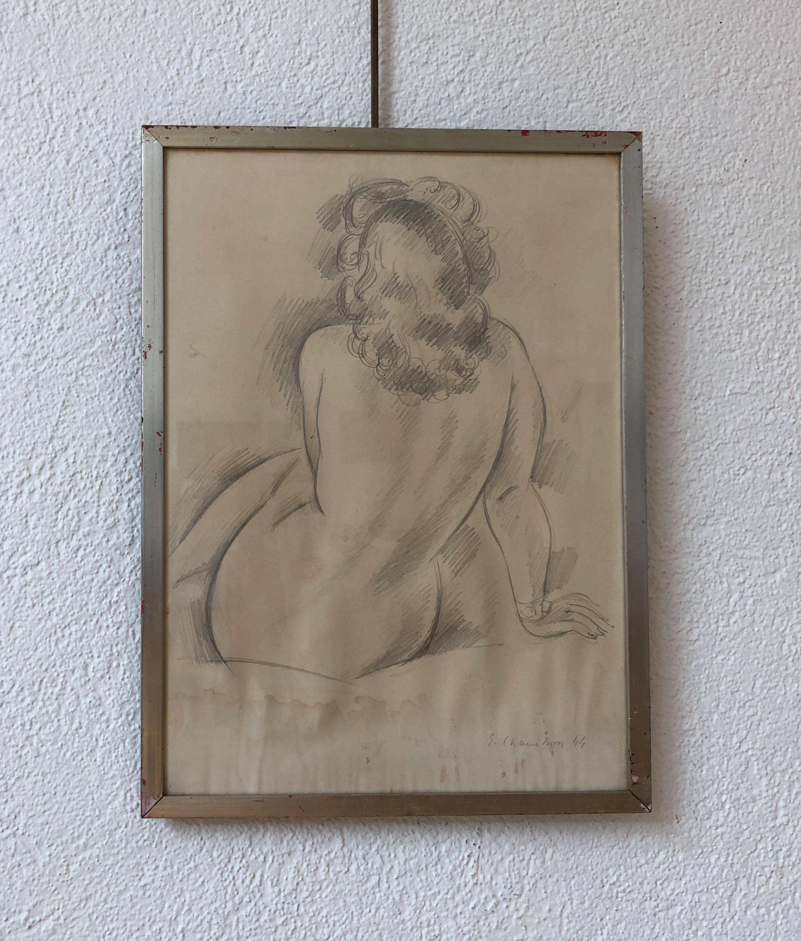 Donna nuda da dietro - Nude Grigio di Emile Chambon