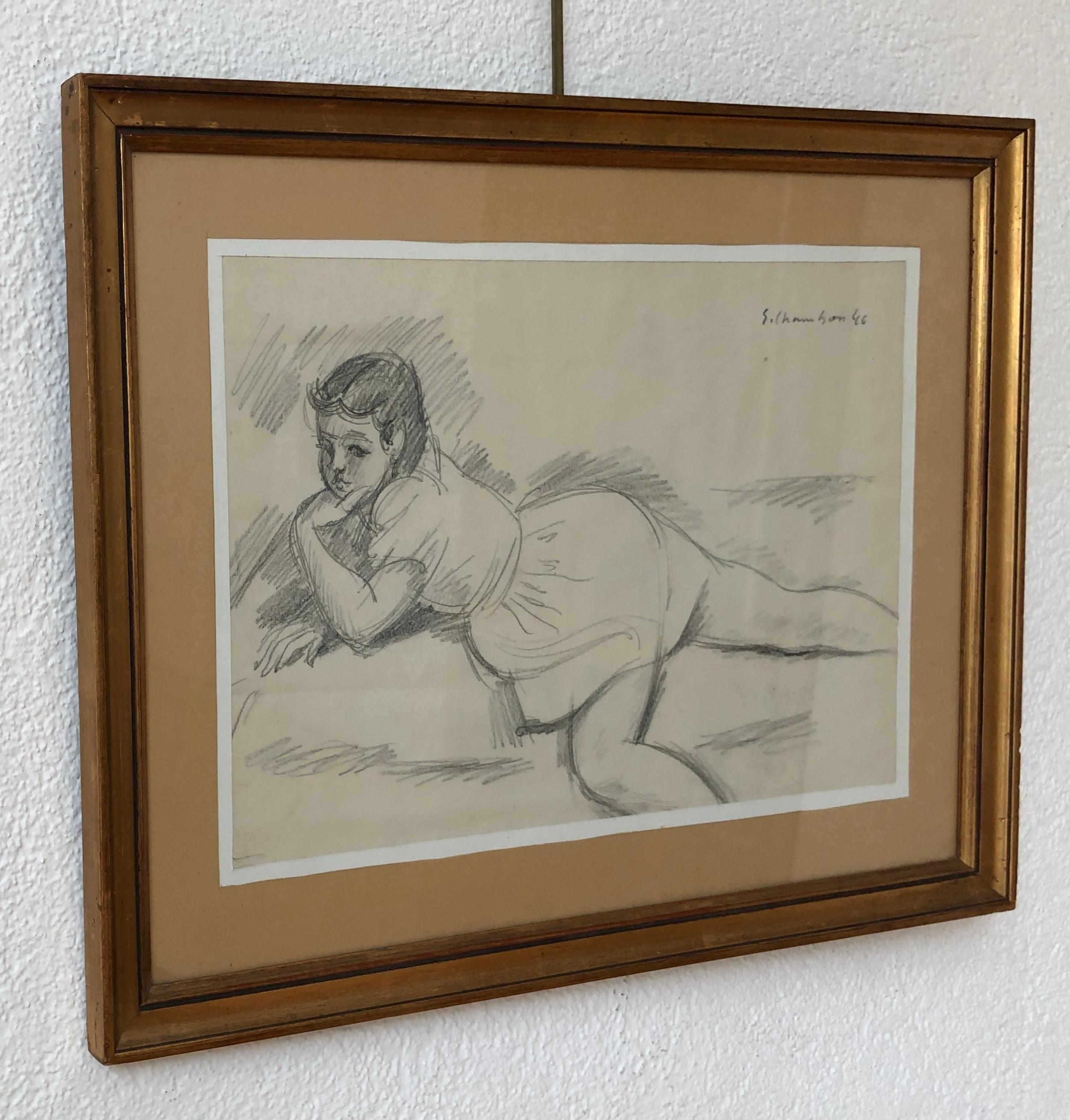 Pensive little girl - Art by Emile Chambon