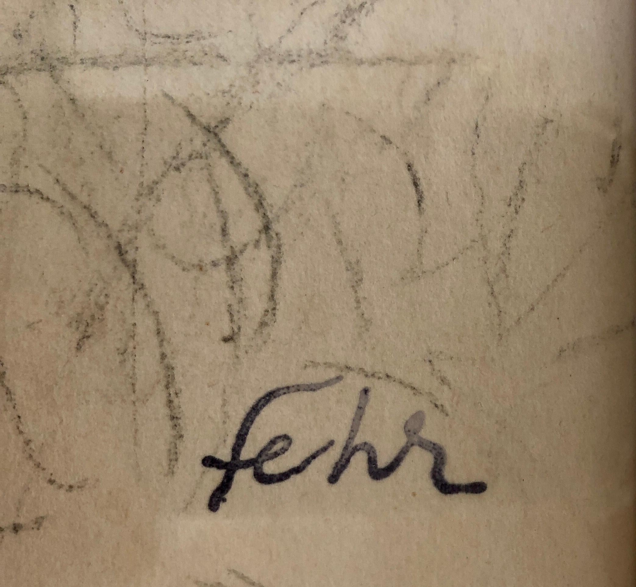 Studio di un uomo con cappello - Portrait Marrone di Henri Fehr 