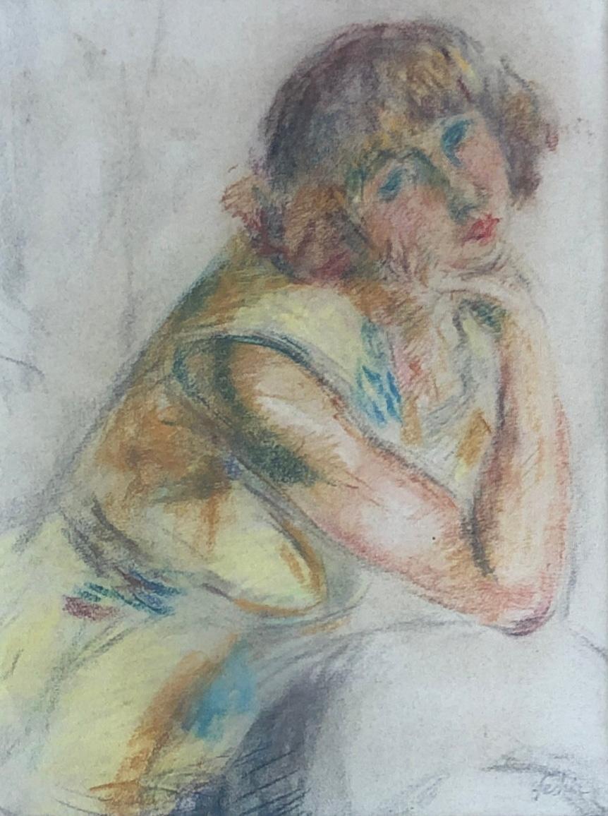 Portrait di Henri Fehr  - Ragazza pensierosa