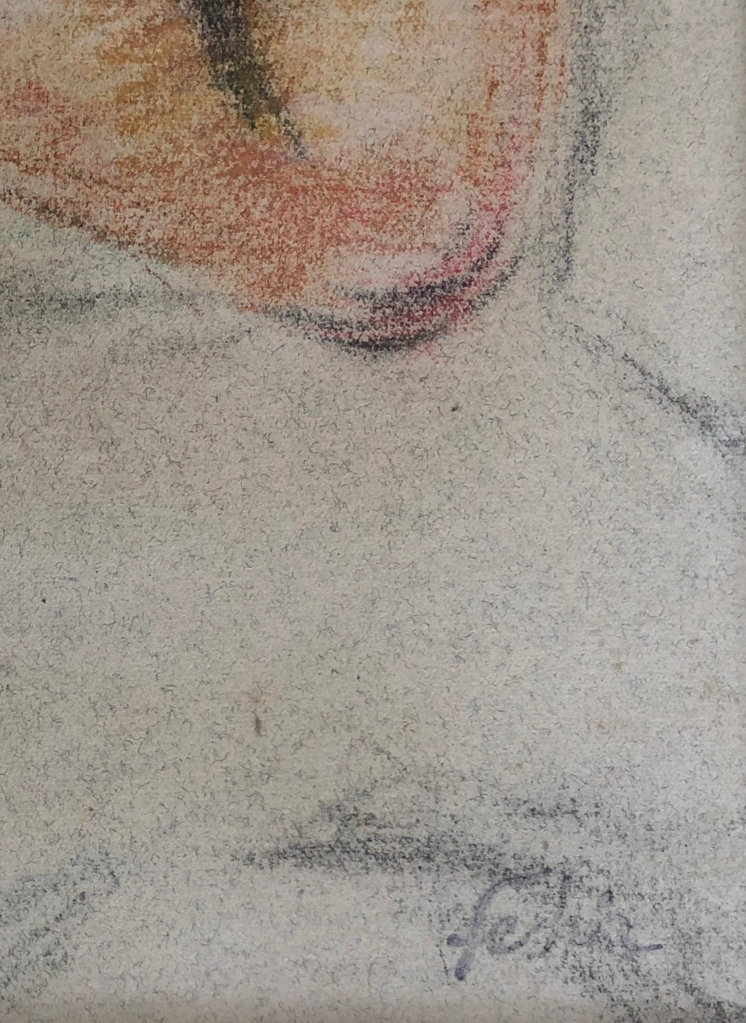 Ragazza pensierosa - Portrait Grigio di Henri Fehr 