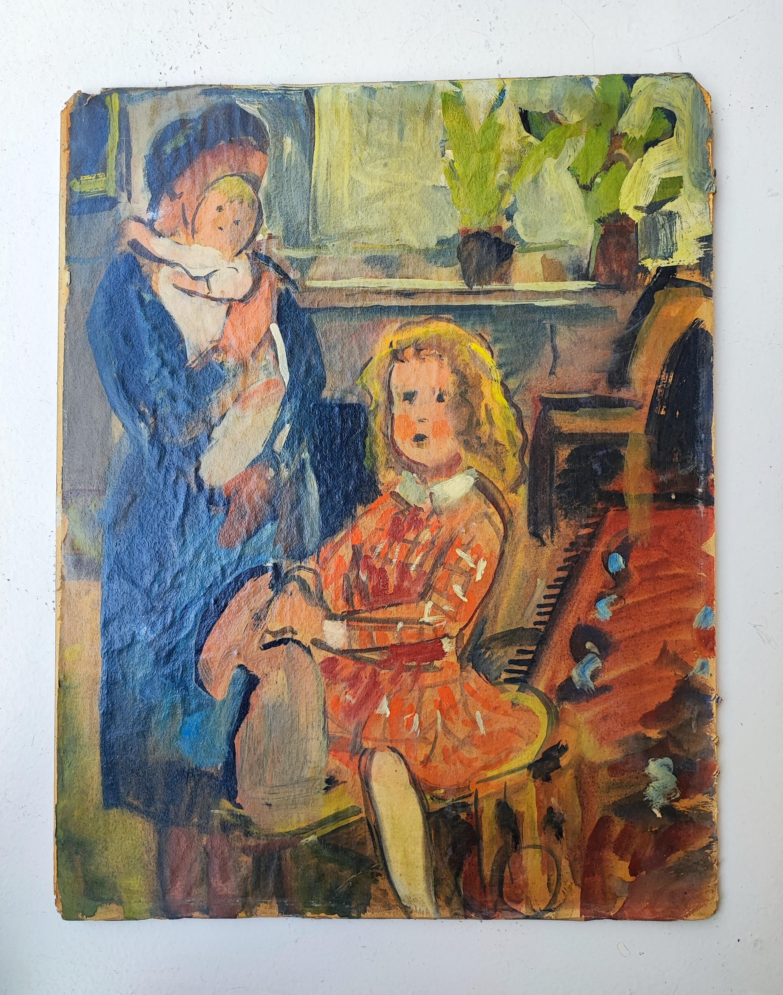 Mother and children - Art by François Gos