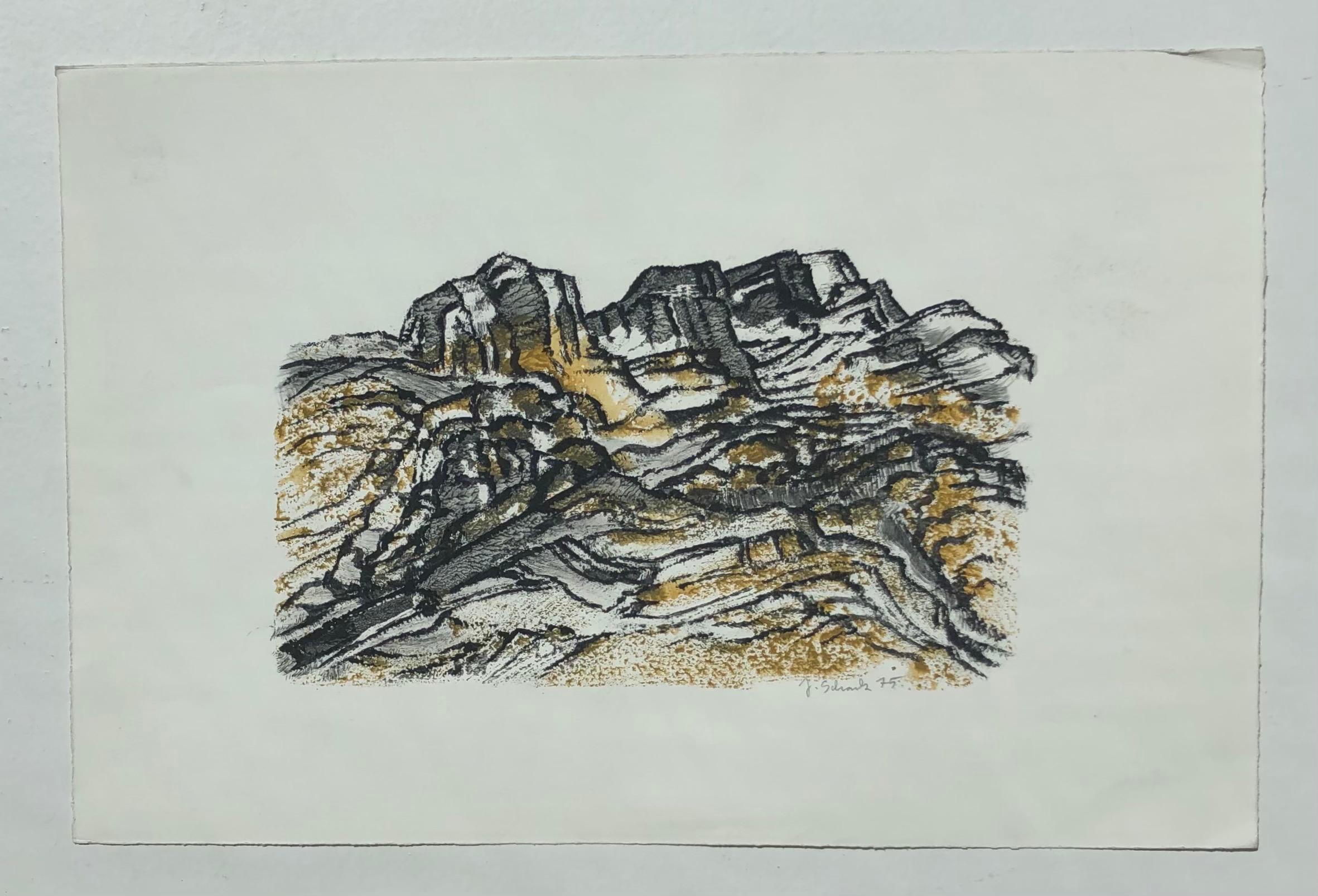 Montagne - Gris Landscape Art par J. Schranz