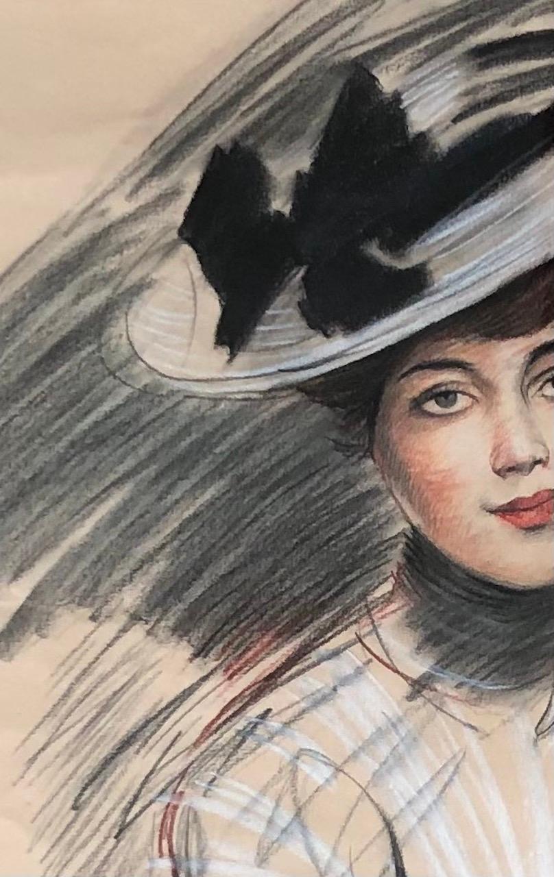 Young elegant woman in  Hat 1900, Art Nouveau, Belle Epoque 1
