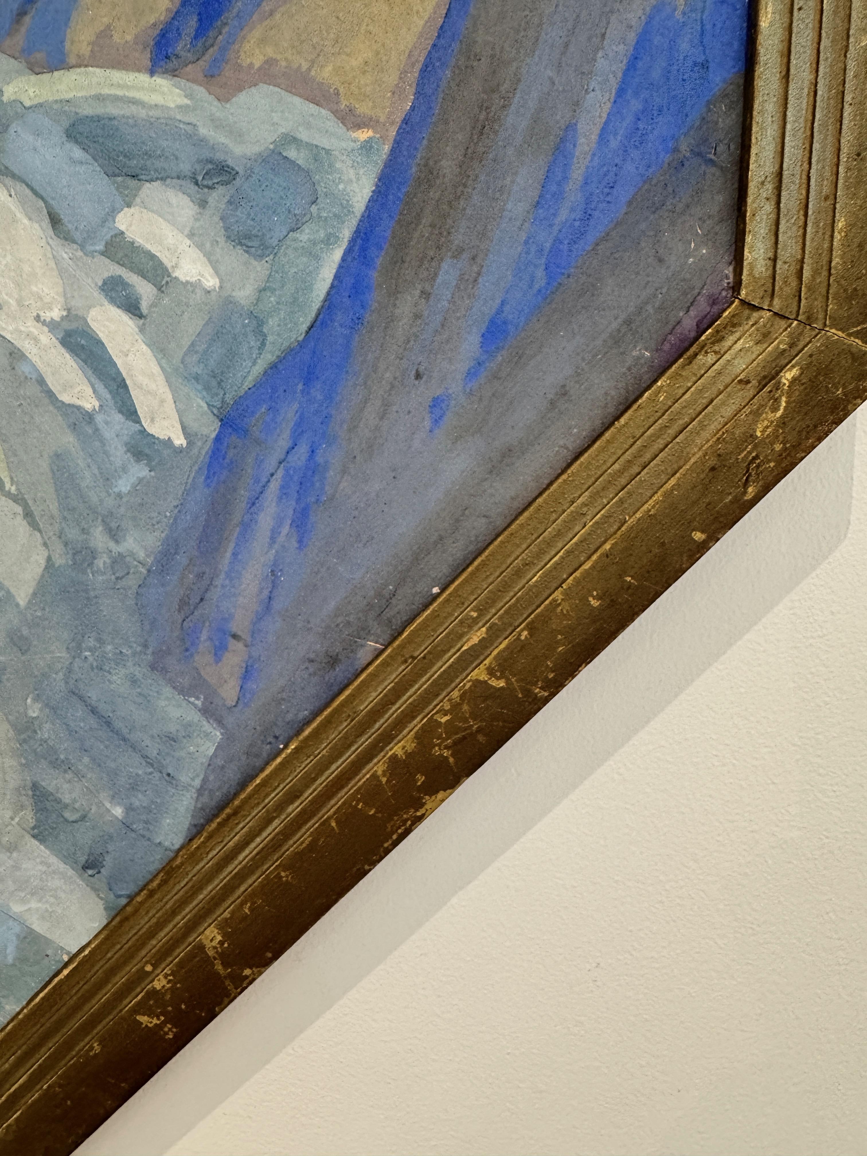 Le tableau *Mer de Glace* de Percival Pernet (1890-1977) est une représentation frappante de son style artistique moderne et raffiné. Elle présente une vue captivante du glacier du Mont Blanc, interprétée avec une approche artistique