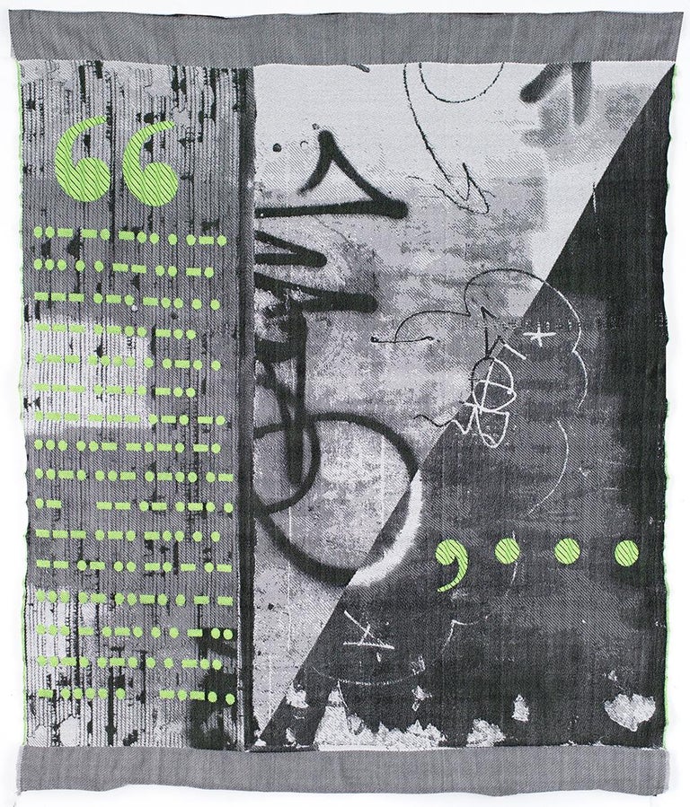 Cords Textile Black White Woven Tapestry Graphic Large Wall For Sale at 1stDibs