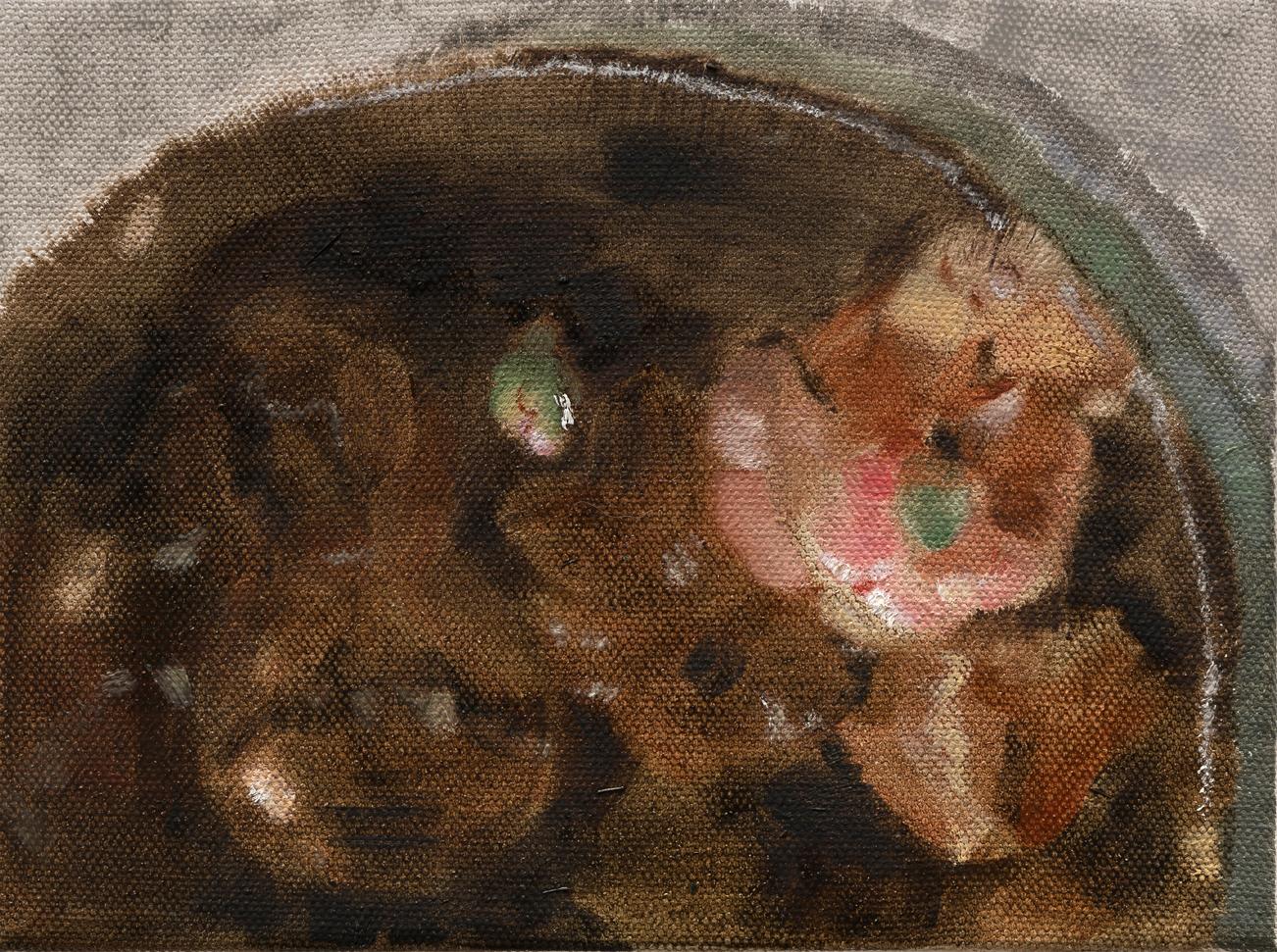 Patty Wickman Abstract Painting - Spent (Camellias in Bird Bath), 7 Mar 14