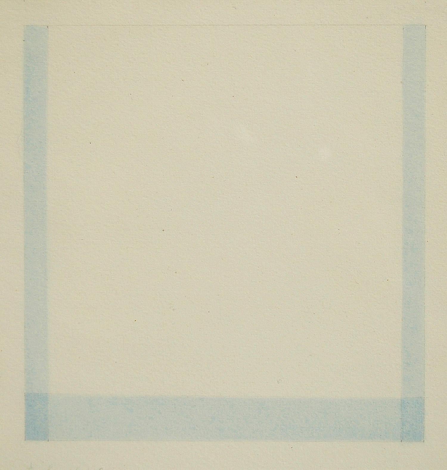 Antonio Calderara Abstract Drawing - In the square square, abstraction, Italian art, minimalism 1972