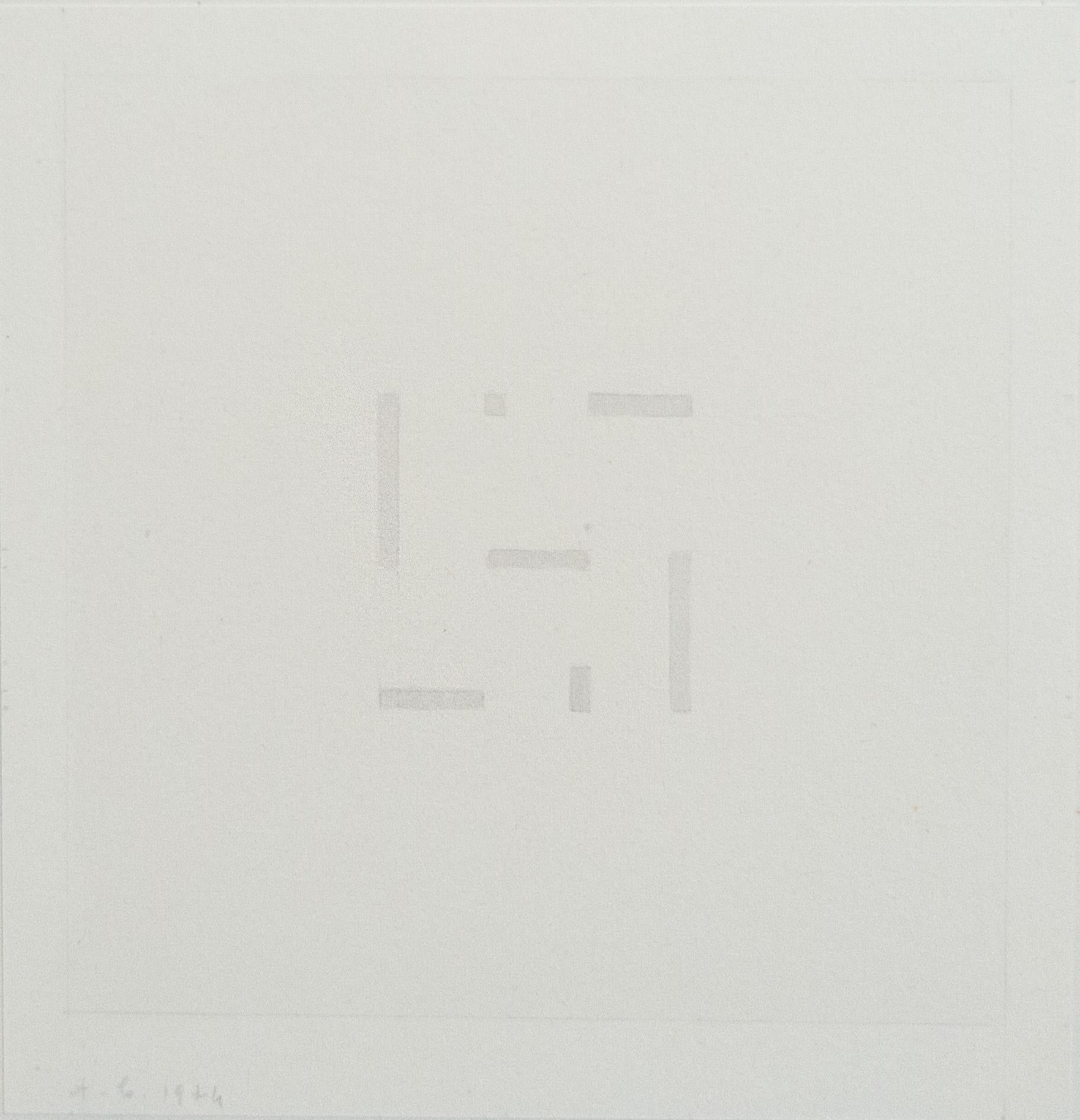 Antonio Calderara Abstract Drawing - Gray constellation A, abstraction, Italian art, minimalism 1974