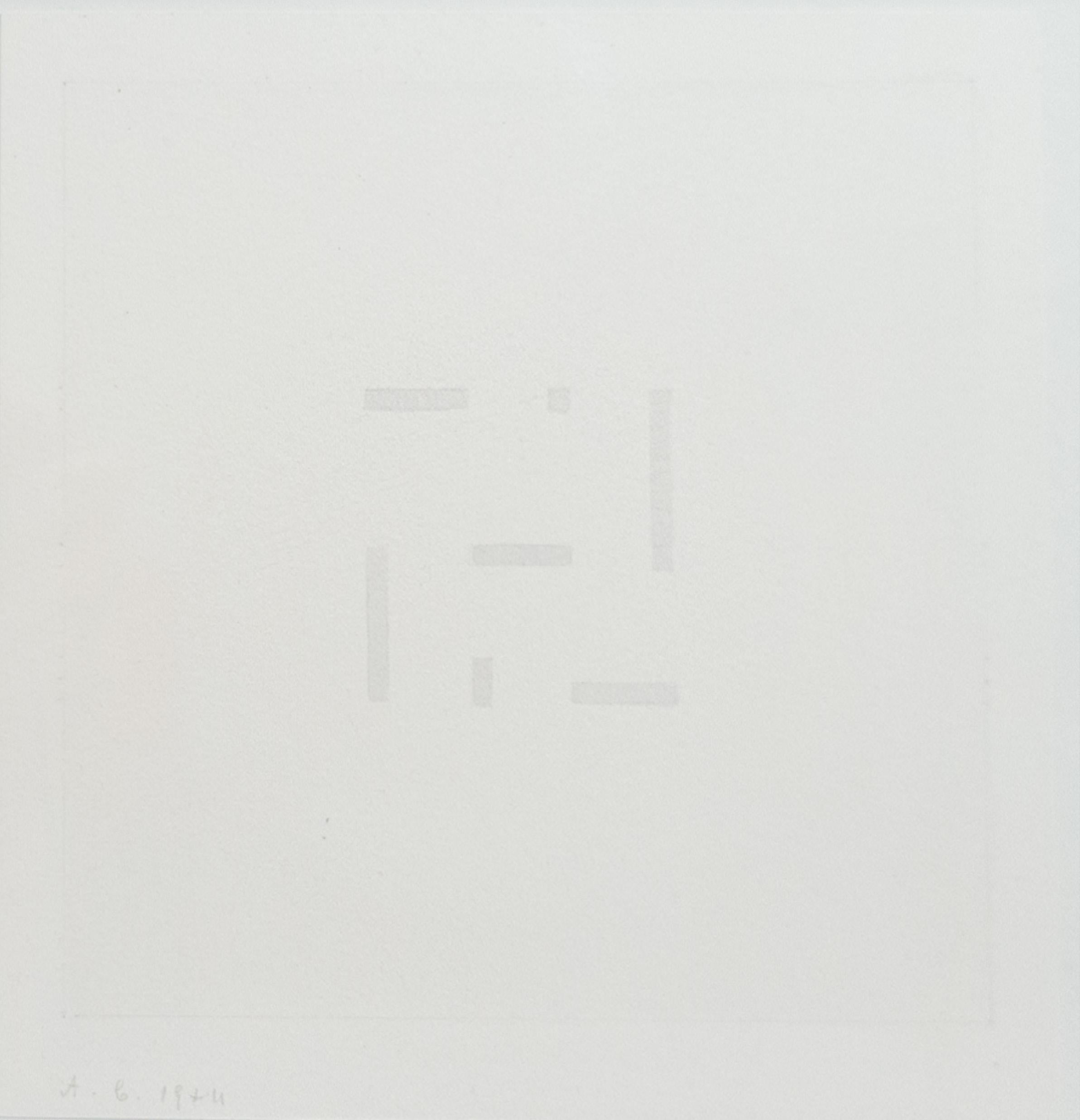 Antonio Calderara Abstract Drawing - Gray constellation B, abstraction, Italian art, minimalism, 1974