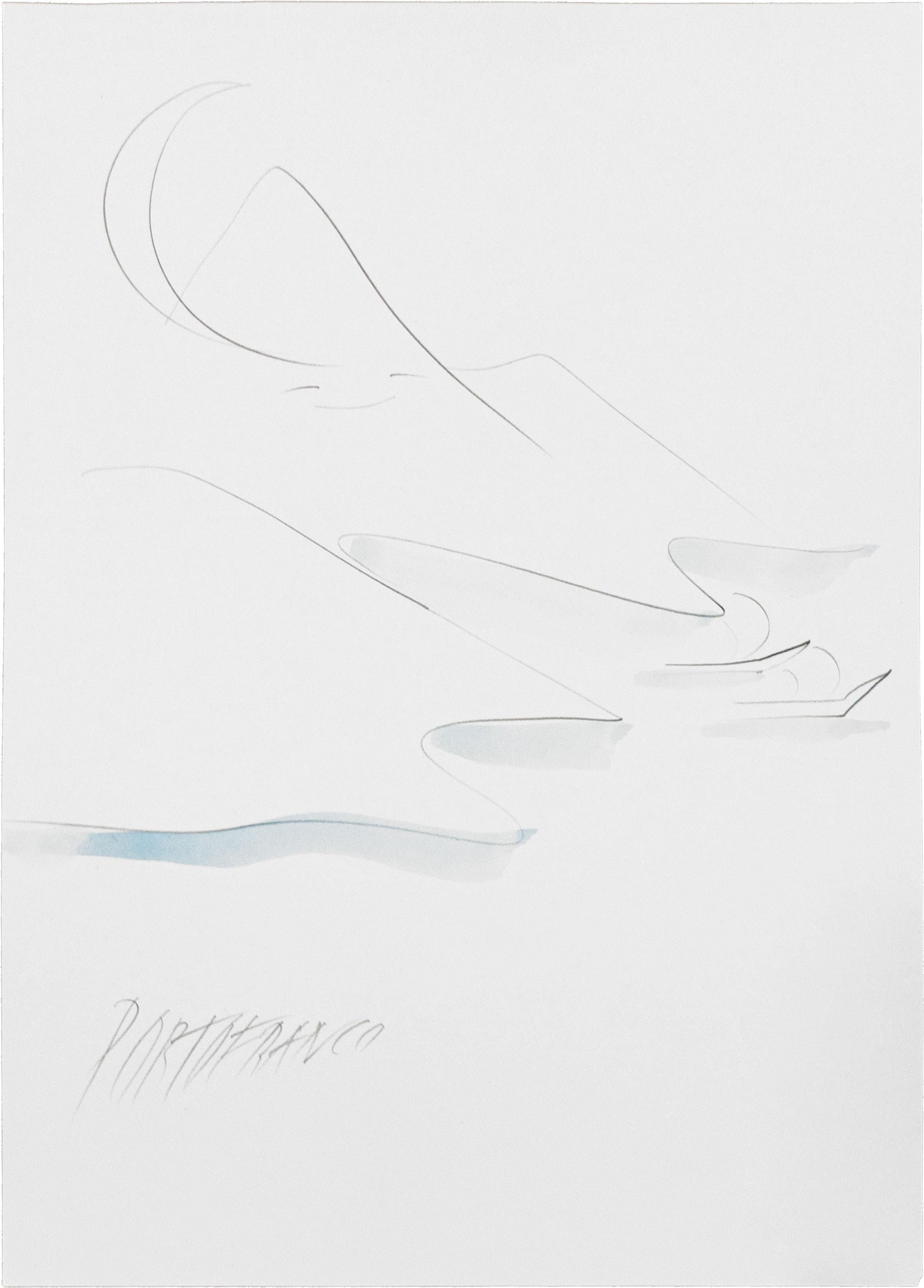 Senza Titolo, ca. 2000, Disegno su carta, Illustrazioni a penna, Acquerelli - Gray Figurative Art by Lisa Ponti