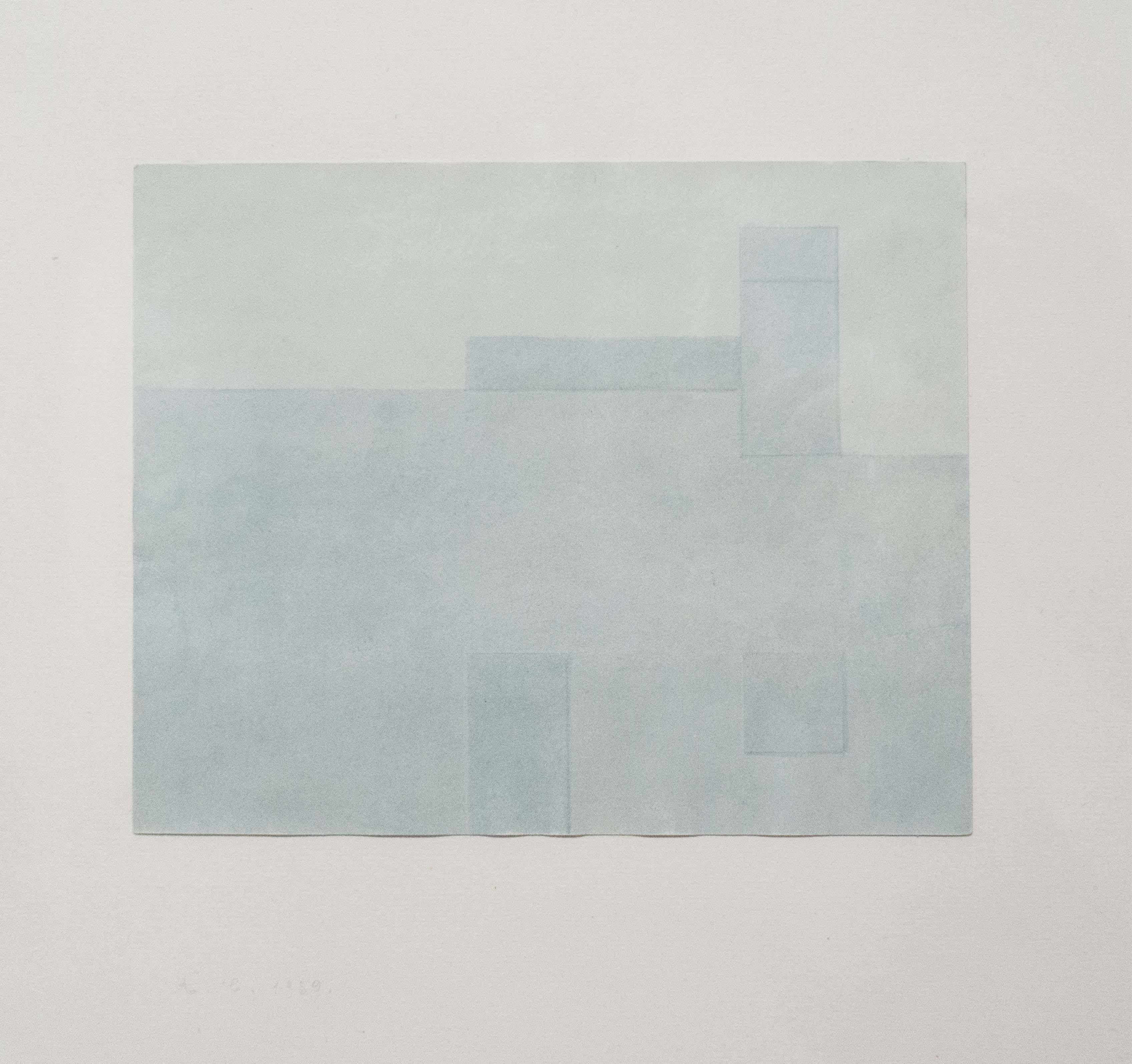 Senza Titolo, astrazione, arte italiana, minimalismo, paesaggio, 1959 - Art by Antonio Calderara